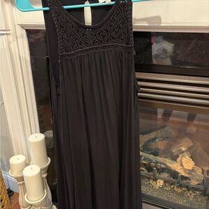 Loft Outlet Black Sleeveless Dress with Crochet Detail